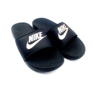 Nike Sandals Benassi Women Size 8 Black Pink Summer Slip On Footwear